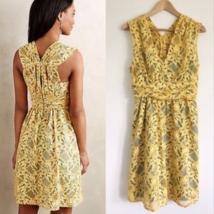 Anthro Tracy Reese Niki lace yellow mini dress 2P nwt